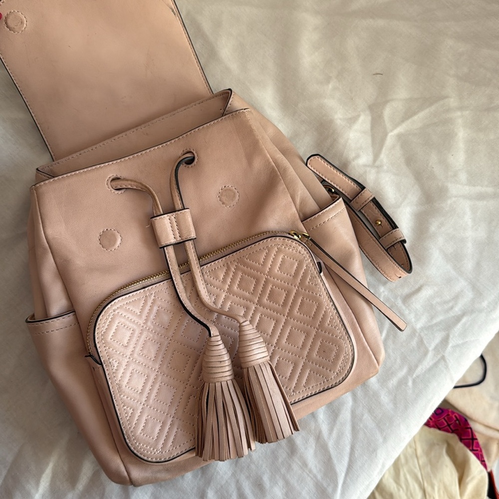 TORY BURCH Fleming Backpack Front Zip Pocket SHELL PINK - Picture 3 of 8